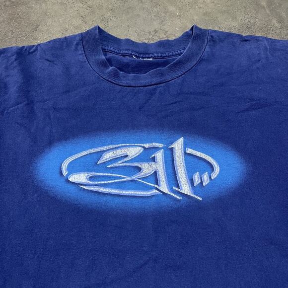 Vintage 1995 311 Three Eleven Alien Blue Band T-Shirt - Picture 2 of 6